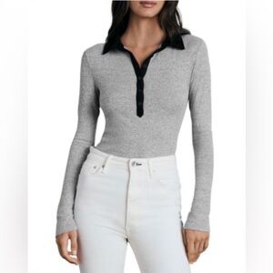 Rag & Bone Gray Ribbed Long Sleeve Henley Top. Good Condition. Size Large